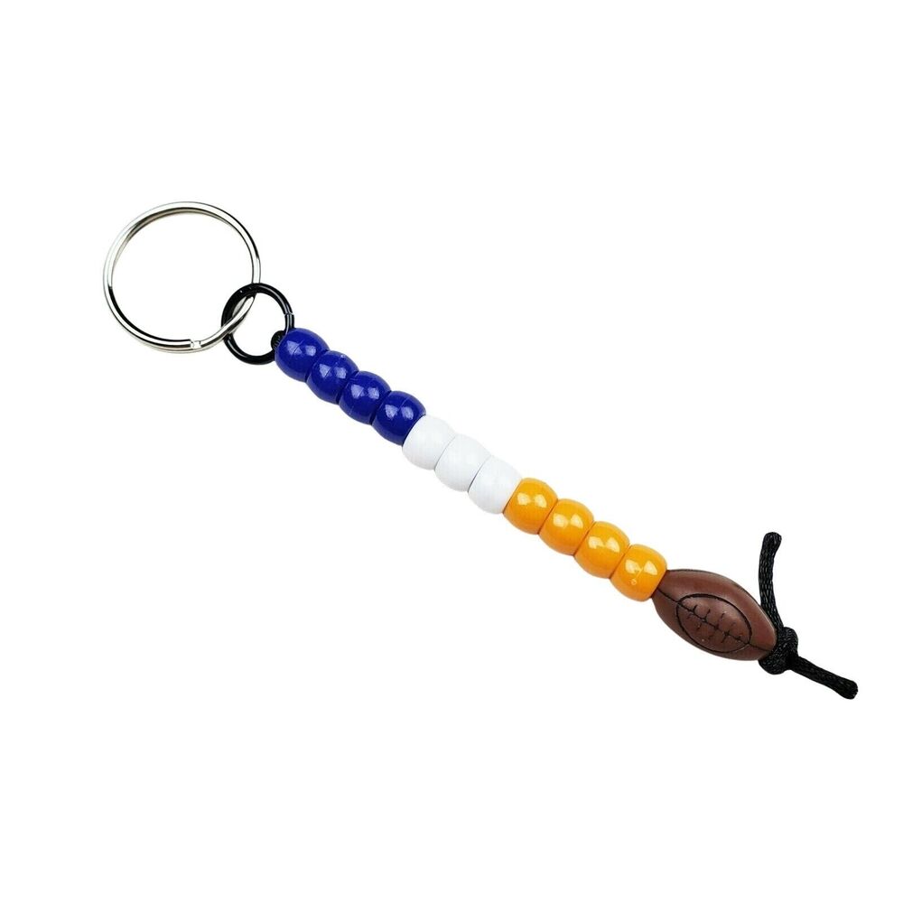 Football Keychain Blue White Orange NFL NCAA Sports Fan Mom Dad Parent Gift OOAK